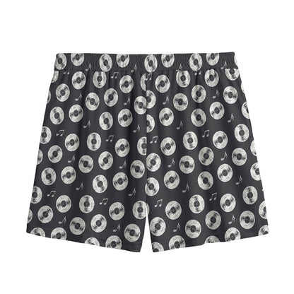 Hand Drawn Vinyl Record Pattern Print Mesh Shorts