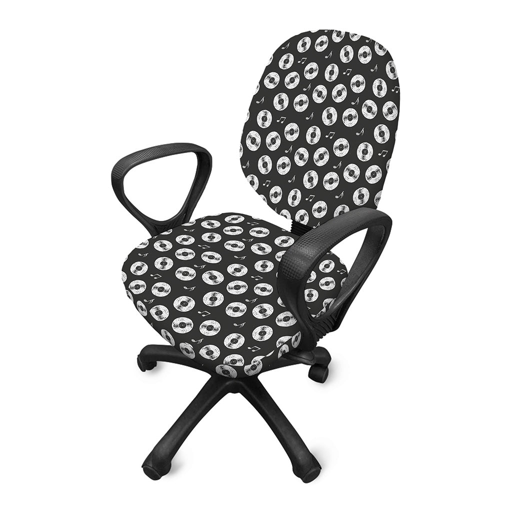 Hand Drawn Vinyl Record Pattern Print Office Chair Cover