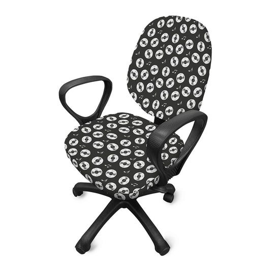 Hand Drawn Vinyl Record Pattern Print Office Chair Cover
