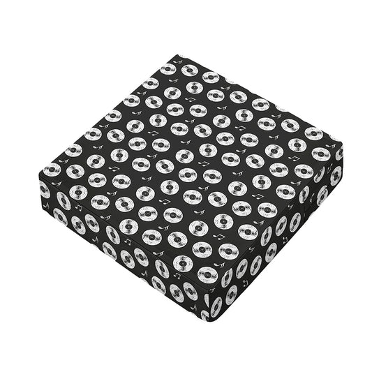 Hand Drawn Vinyl Record Pattern Print Outdoor Seat Cushion Cover