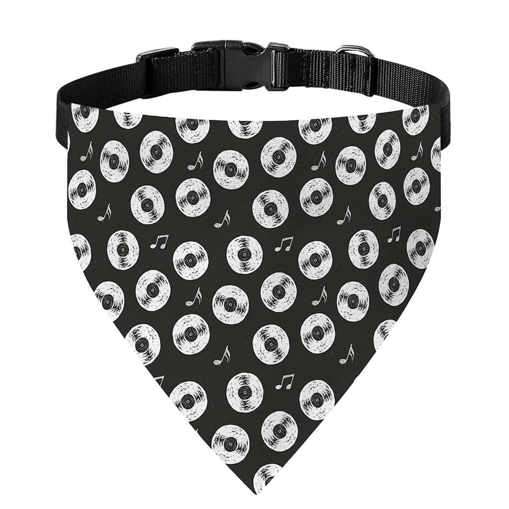 Hand Drawn Vinyl Record Pattern Print Over The Collar Dog Bandana