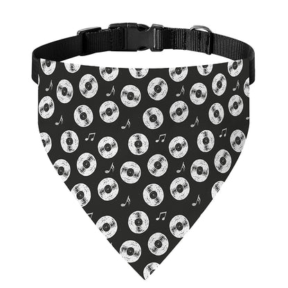 Hand Drawn Vinyl Record Pattern Print Over The Collar Dog Bandana