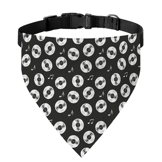 Hand Drawn Vinyl Record Pattern Print Over The Collar Dog Bandana