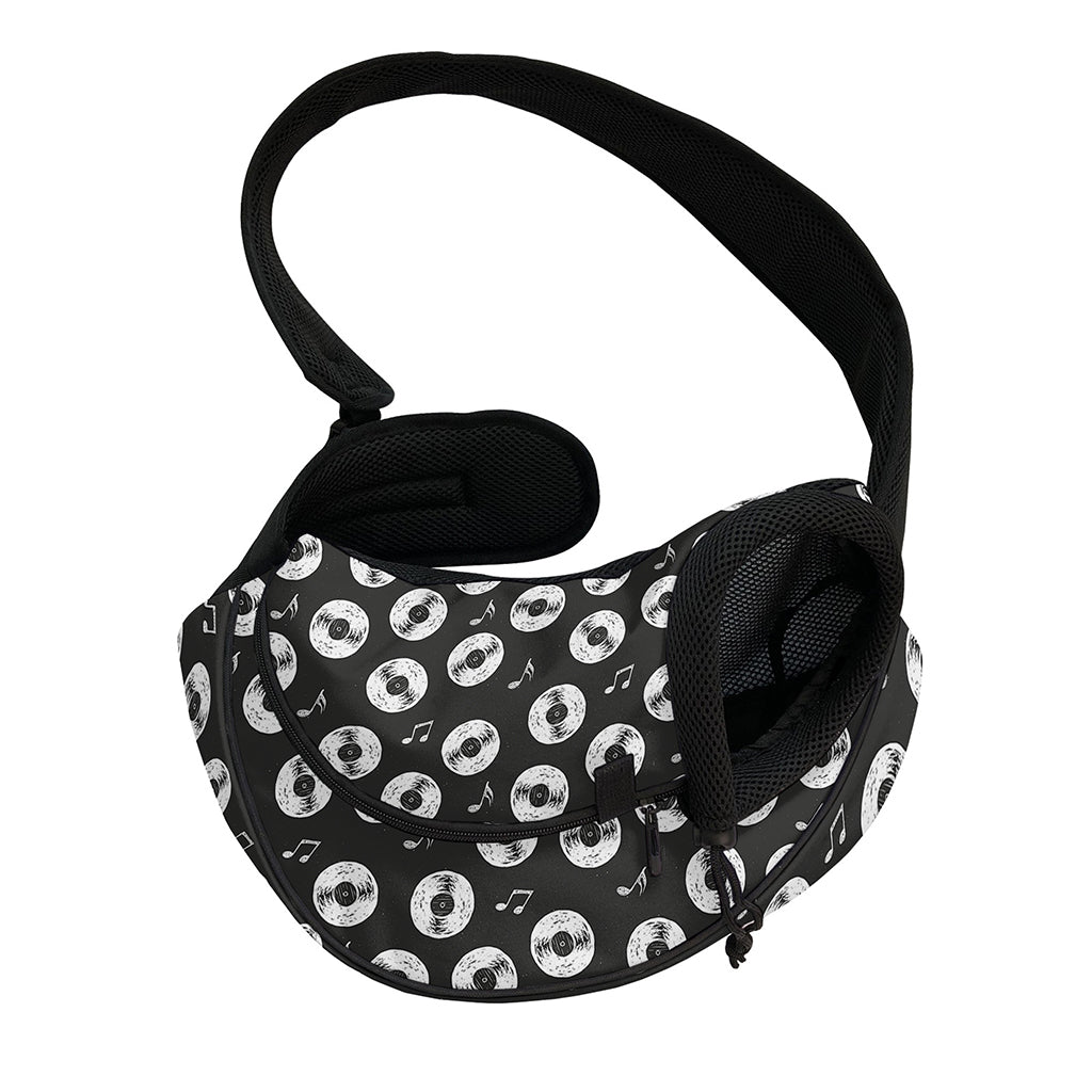 Hand Drawn Vinyl Record Pattern Print Pet Sling Carrier