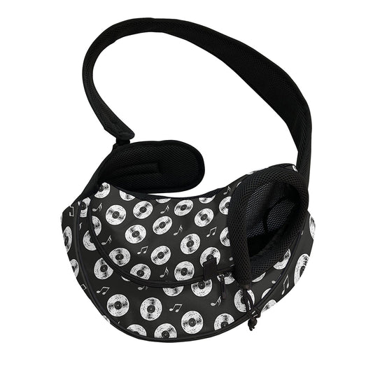 Hand Drawn Vinyl Record Pattern Print Pet Sling Carrier