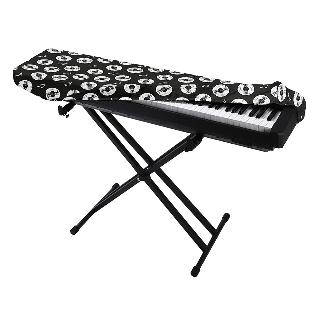 Hand Drawn Vinyl Record Pattern Print Piano Keyboard Cover
