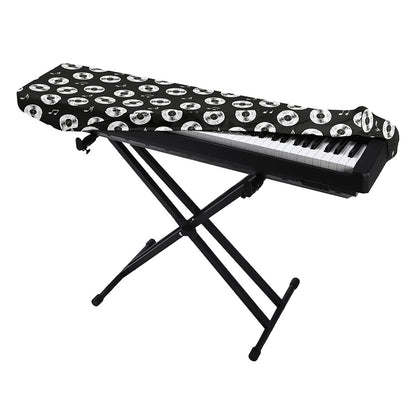 Hand Drawn Vinyl Record Pattern Print Piano Keyboard Cover