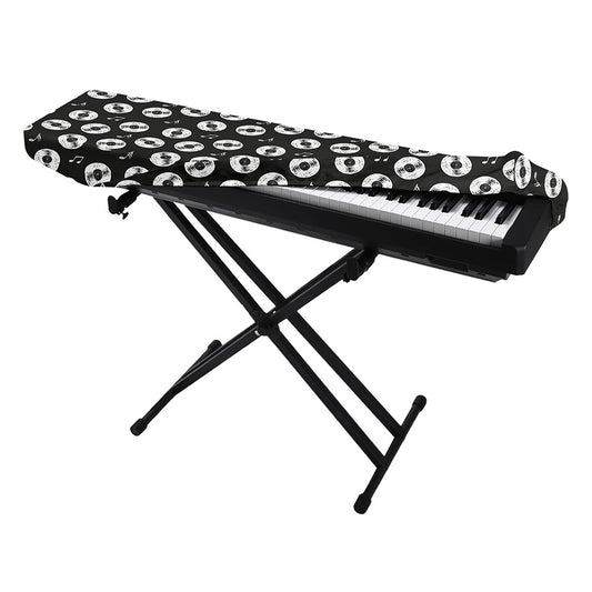 Hand Drawn Vinyl Record Pattern Print Piano Keyboard Cover