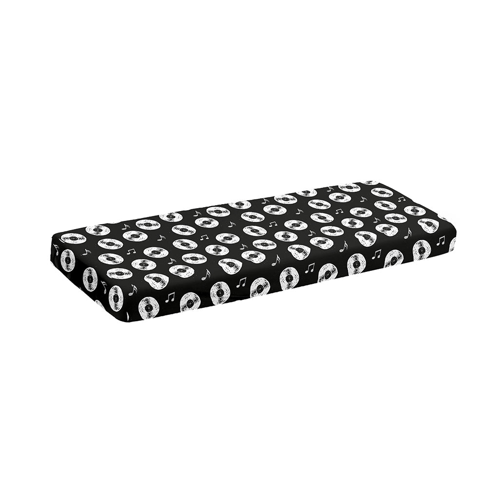 Hand Drawn Vinyl Record Pattern Print Piano Keyboard Cover