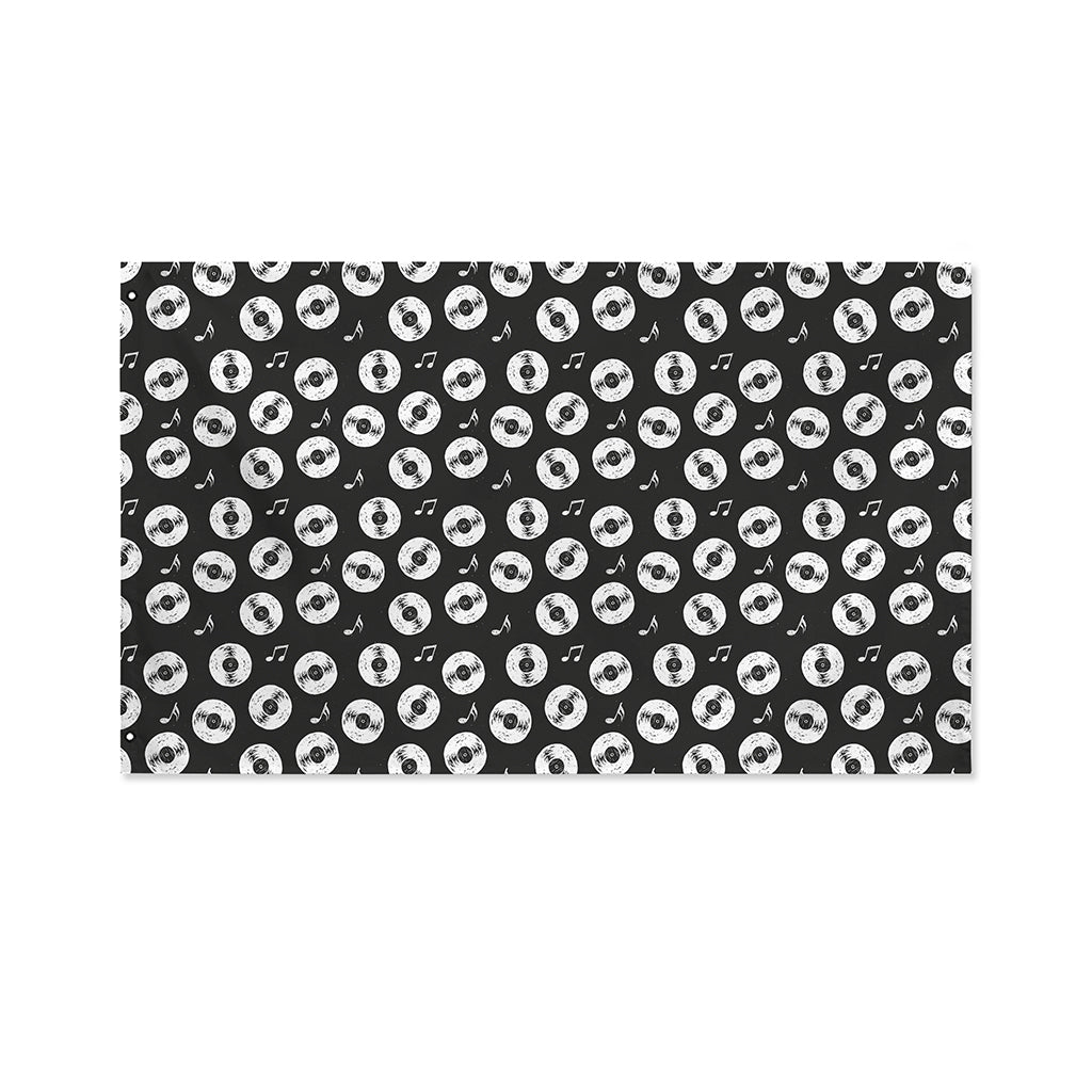 Hand Drawn Vinyl Record Pattern Print Polyester Flag