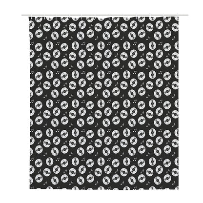 Hand Drawn Vinyl Record Pattern Print Polyester Shower Curtain