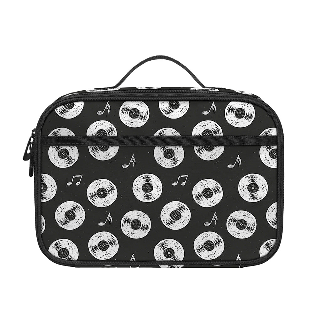 Hand Drawn Vinyl Record Pattern Print Portable Lunch Bag