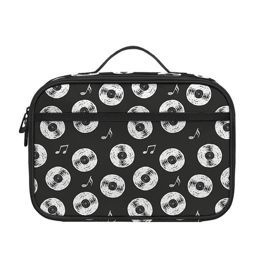 Hand Drawn Vinyl Record Pattern Print Portable Lunch Bag