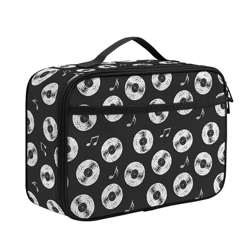 Hand Drawn Vinyl Record Pattern Print Portable Lunch Bag