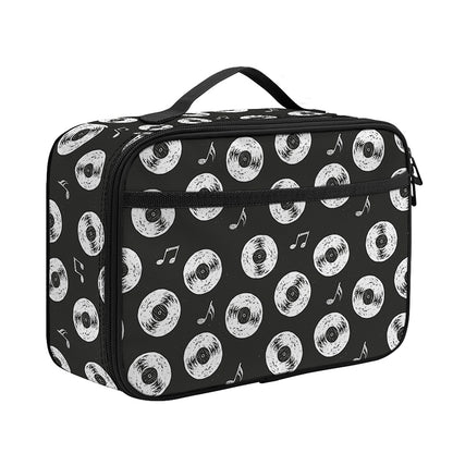 Hand Drawn Vinyl Record Pattern Print Portable Lunch Bag
