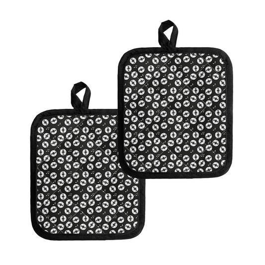 Hand Drawn Vinyl Record Pattern Print Pot Holders