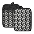 Hand Drawn Vinyl Record Pattern Print Pot Holders With Pocket
