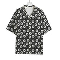 Hand Drawn Vinyl Record Pattern Print Rayon Hawaiian Shirt