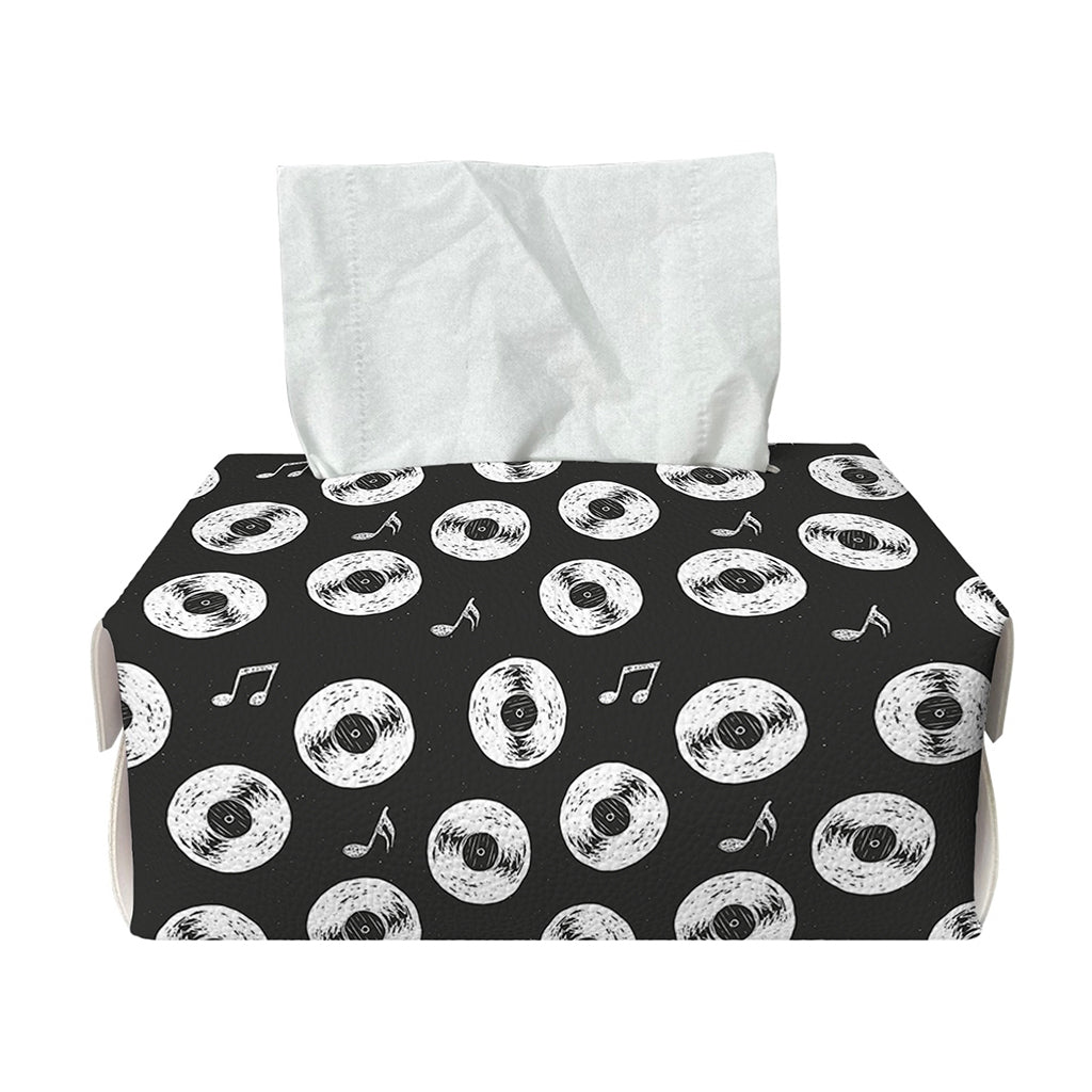 Hand Drawn Vinyl Record Pattern Print Rectangle Tissue Box Cover