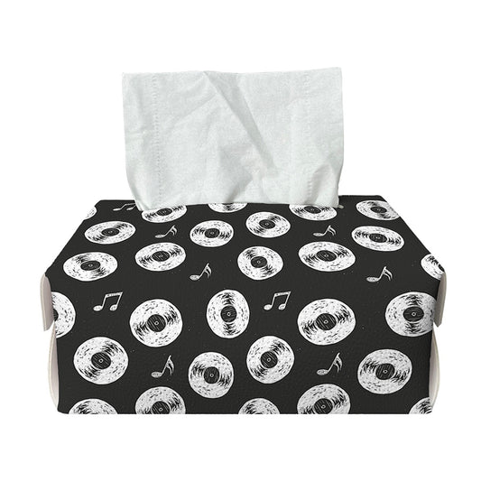Hand Drawn Vinyl Record Pattern Print Rectangle Tissue Box Cover