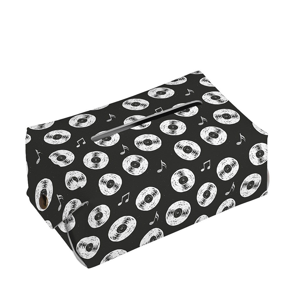Hand Drawn Vinyl Record Pattern Print Rectangle Tissue Box Cover