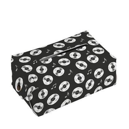 Hand Drawn Vinyl Record Pattern Print Rectangle Tissue Box Cover