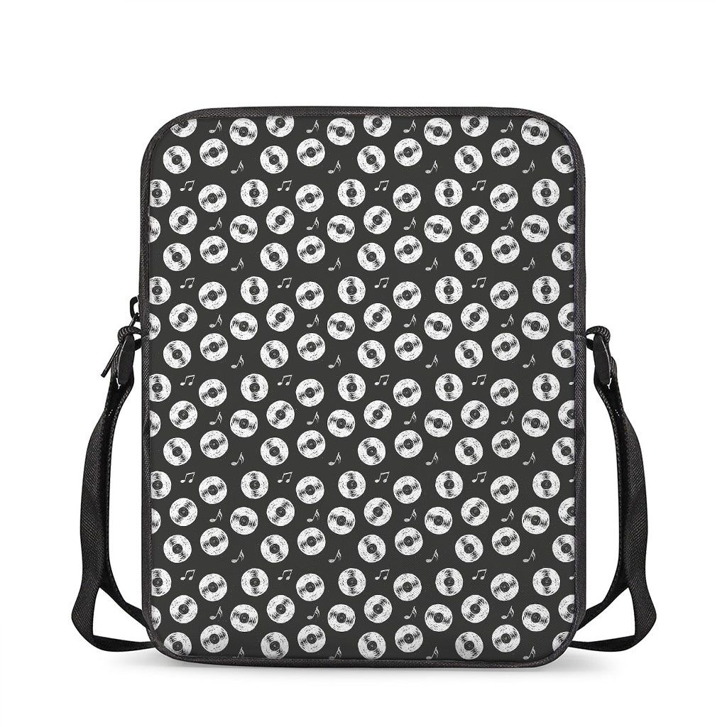 Hand Drawn Vinyl Record Pattern Print Rectangular Crossbody Bag