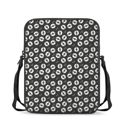 Hand Drawn Vinyl Record Pattern Print Rectangular Crossbody Bag