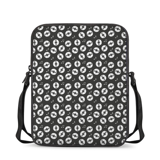 Hand Drawn Vinyl Record Pattern Print Rectangular Crossbody Bag
