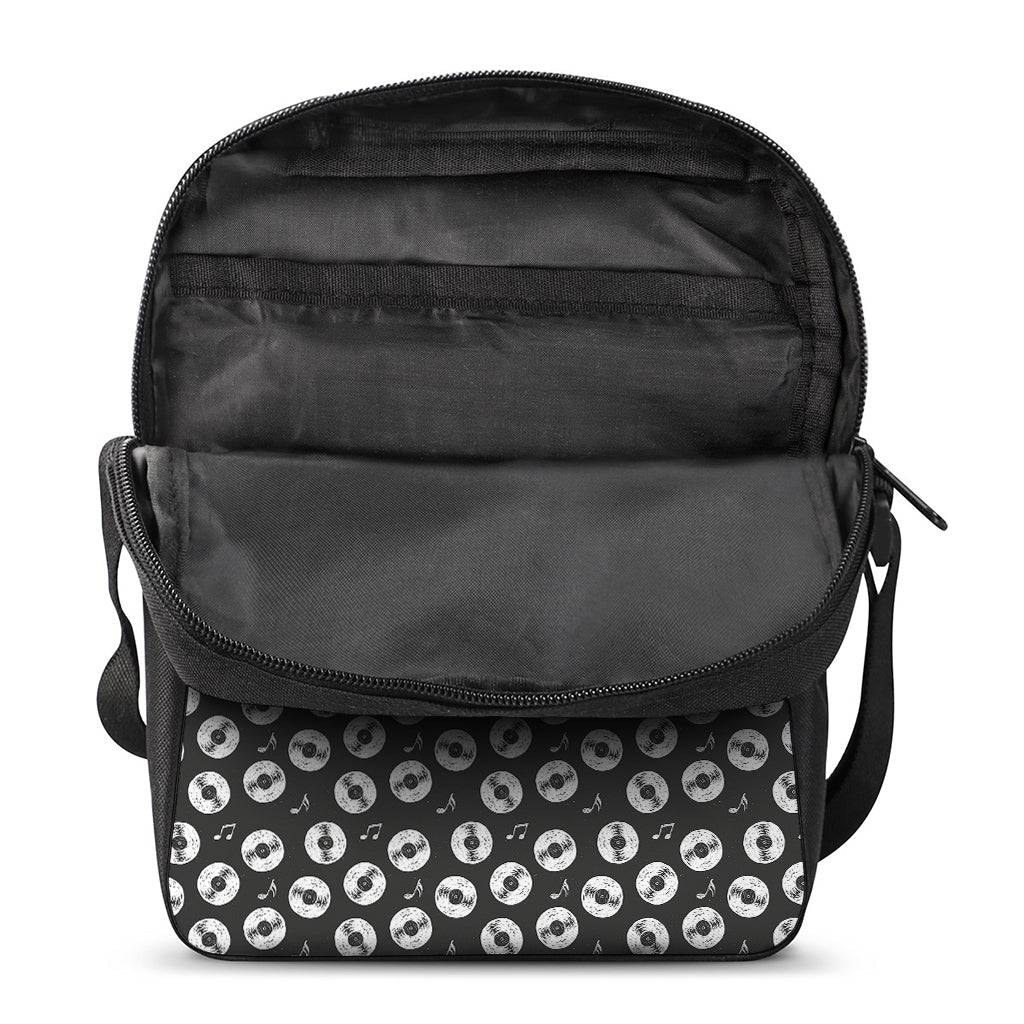 Hand Drawn Vinyl Record Pattern Print Rectangular Crossbody Bag