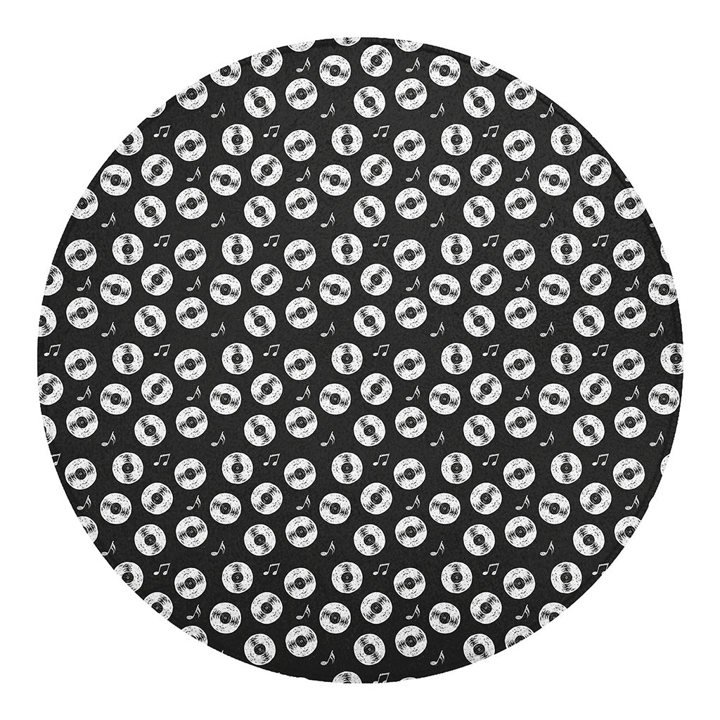 Hand Drawn Vinyl Record Pattern Print Round Blanket