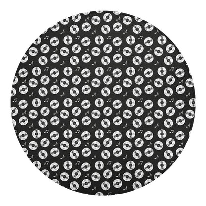 Hand Drawn Vinyl Record Pattern Print Round Blanket