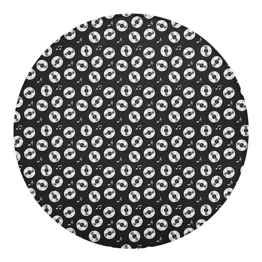 Hand Drawn Vinyl Record Pattern Print Round Blanket