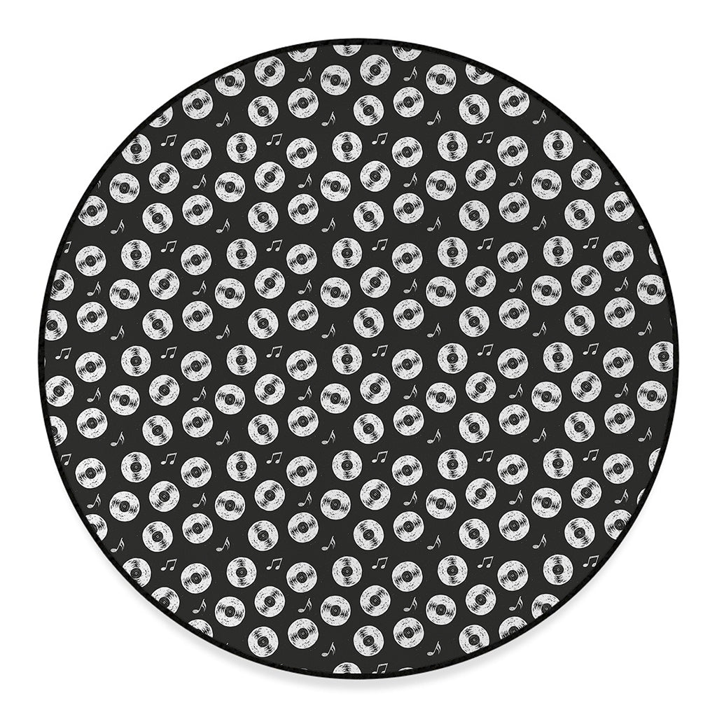 Hand Drawn Vinyl Record Pattern Print Round Floor Mat