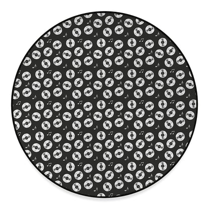 Hand Drawn Vinyl Record Pattern Print Round Floor Mat