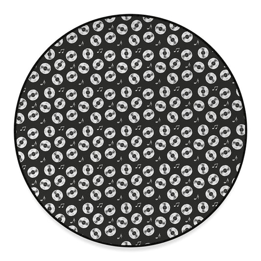 Hand Drawn Vinyl Record Pattern Print Round Floor Mat