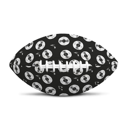 Hand Drawn Vinyl Record Pattern Print Rugby Ball