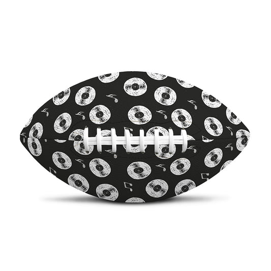 Hand Drawn Vinyl Record Pattern Print Rugby Ball