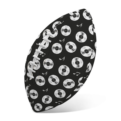 Hand Drawn Vinyl Record Pattern Print Rugby Ball