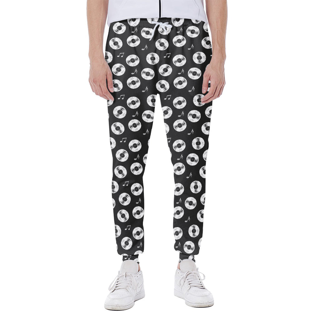 Hand Drawn Vinyl Record Pattern Print Scuba Joggers