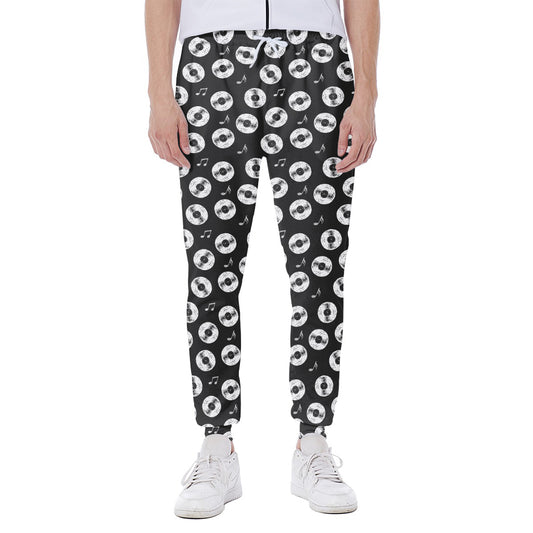 Hand Drawn Vinyl Record Pattern Print Scuba Joggers