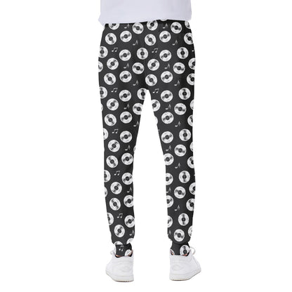 Hand Drawn Vinyl Record Pattern Print Scuba Joggers