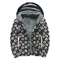 Hand Drawn Vinyl Record Pattern Print Sherpa Lined Zip Up Hoodie