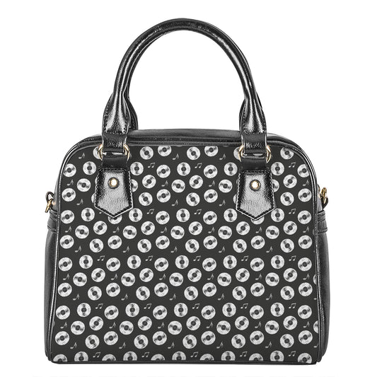 Hand Drawn Vinyl Record Pattern Print Shoulder Handbag