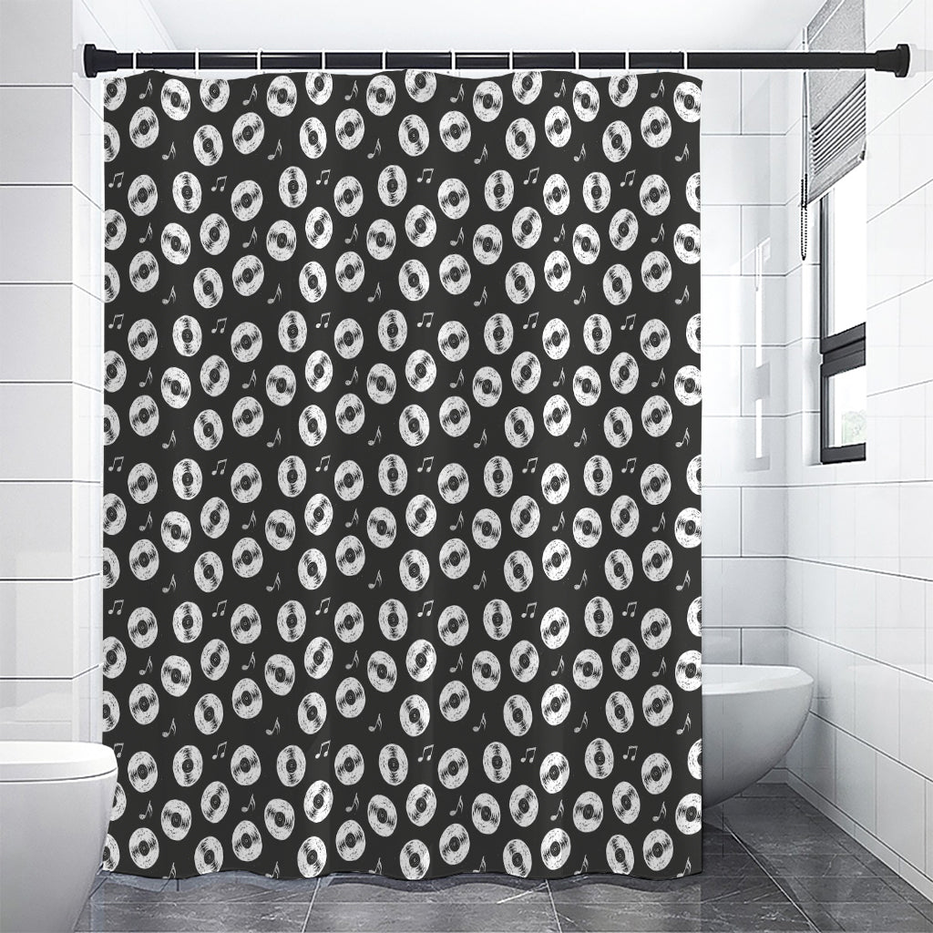 Hand Drawn Vinyl Record Pattern Print Shower Curtain