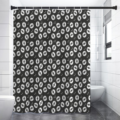 Hand Drawn Vinyl Record Pattern Print Shower Curtain