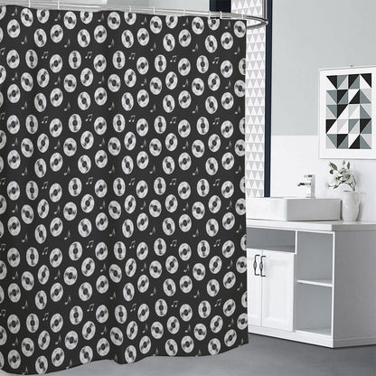 Hand Drawn Vinyl Record Pattern Print Shower Curtain