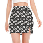 Hand Drawn Vinyl Record Pattern Print Side Slit Mini Skirt