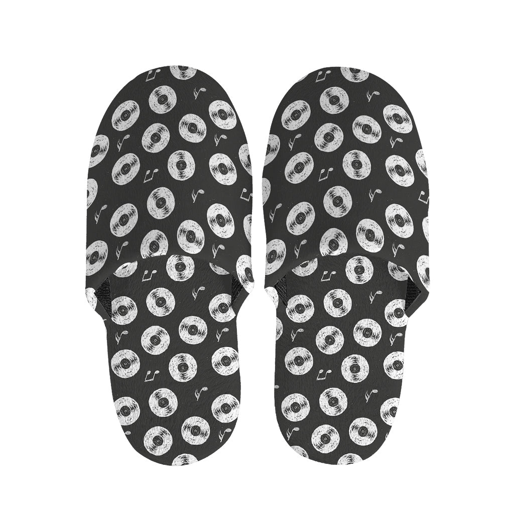 Hand Drawn Vinyl Record Pattern Print Slippers