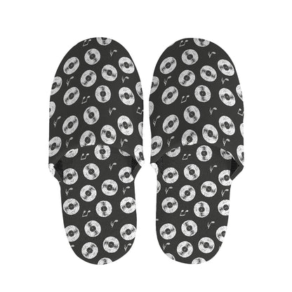 Hand Drawn Vinyl Record Pattern Print Slippers
